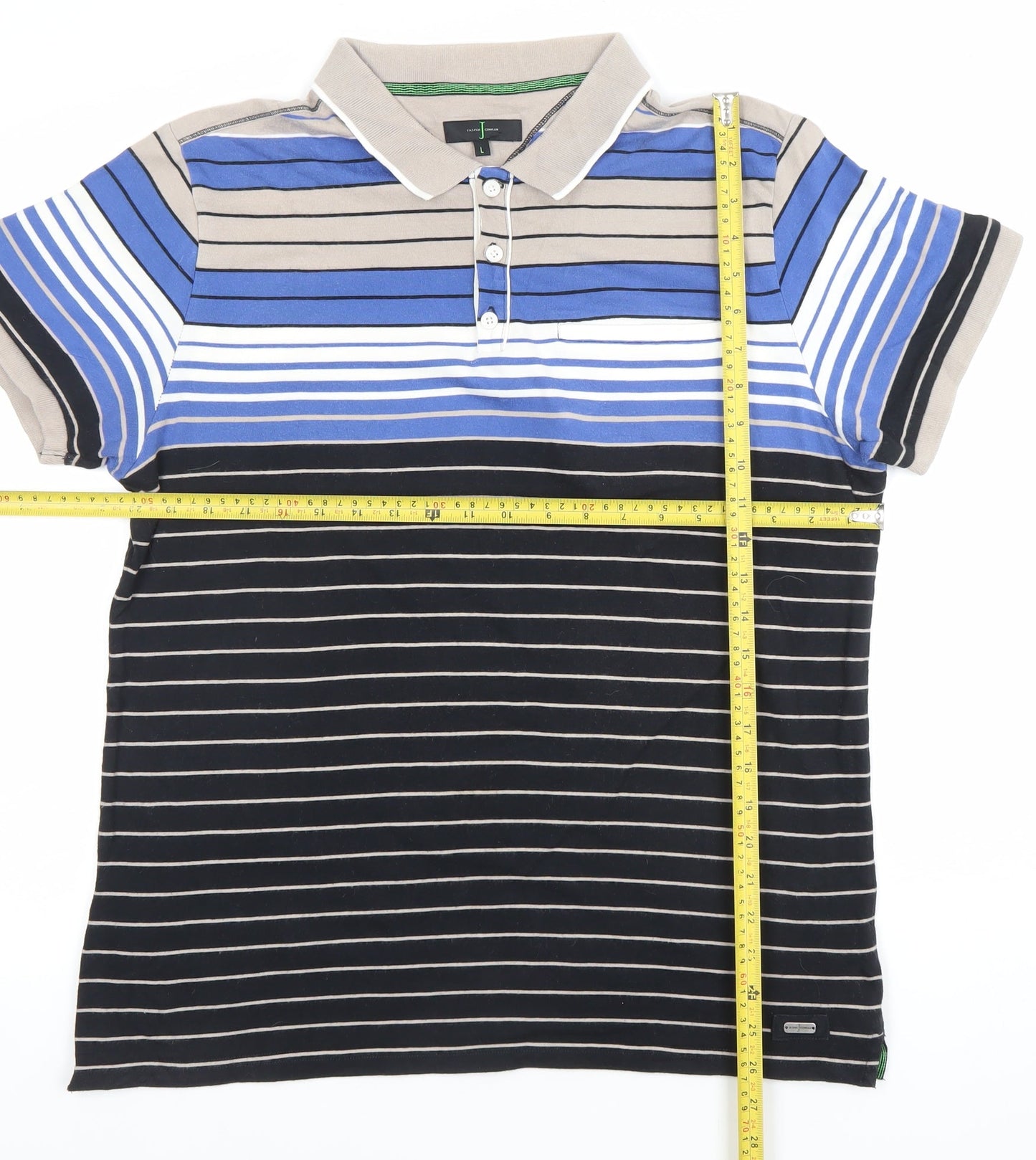 Jasper Conran Men's Multicoloured Striped Polo Shirt L Cotton