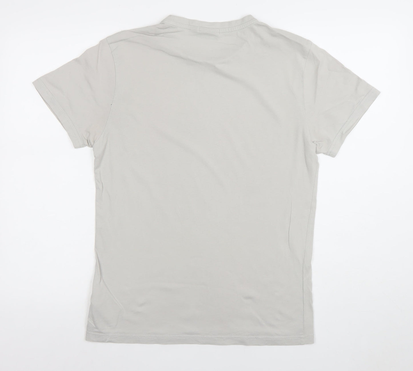 Napapijri Men’s Grey Small Logo Cotton Stretch Crew Neck T-Shirt