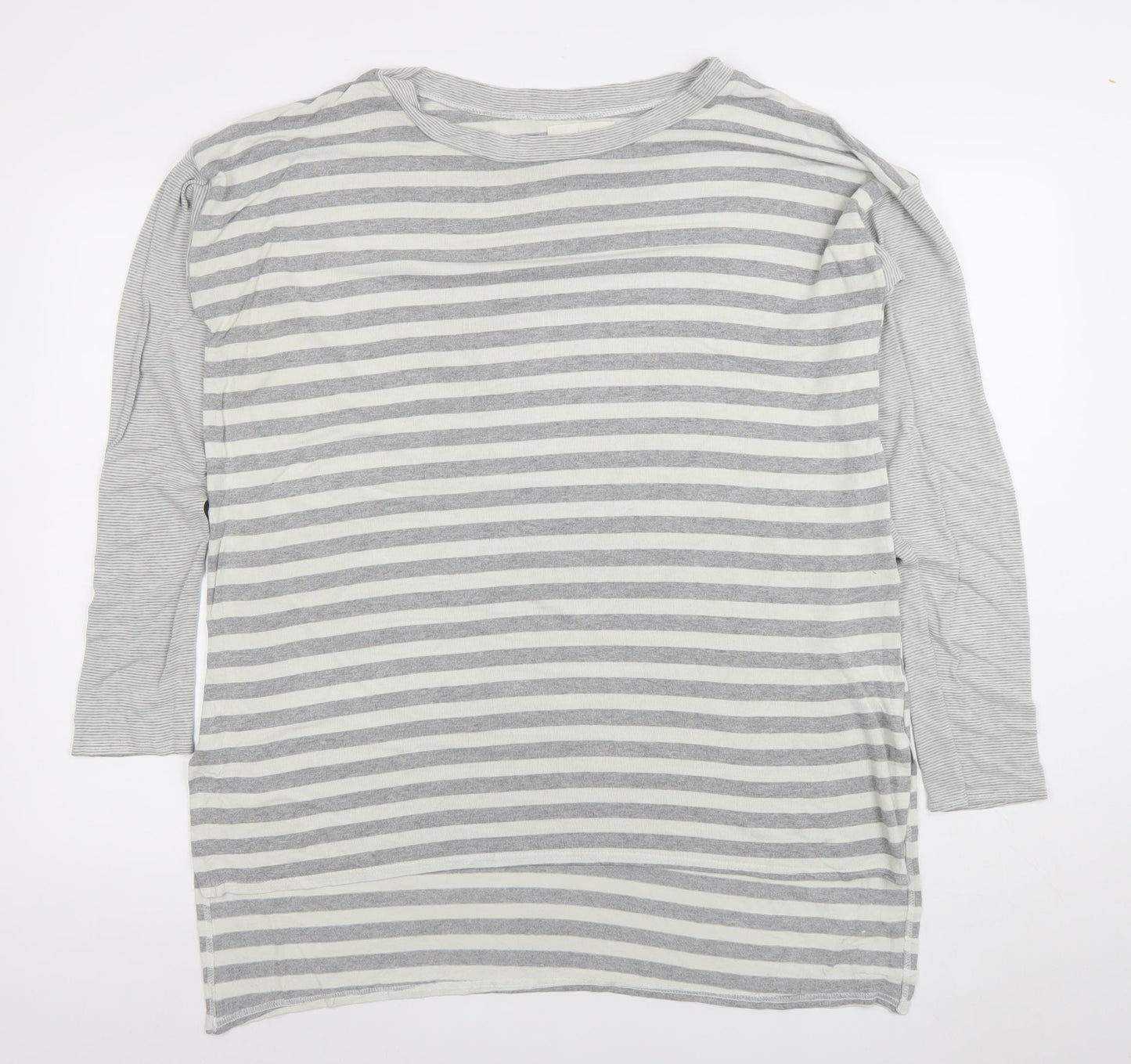 Basic Trip Womens Grey Striped Long Sleeve Jersey T-Shirt Size 2