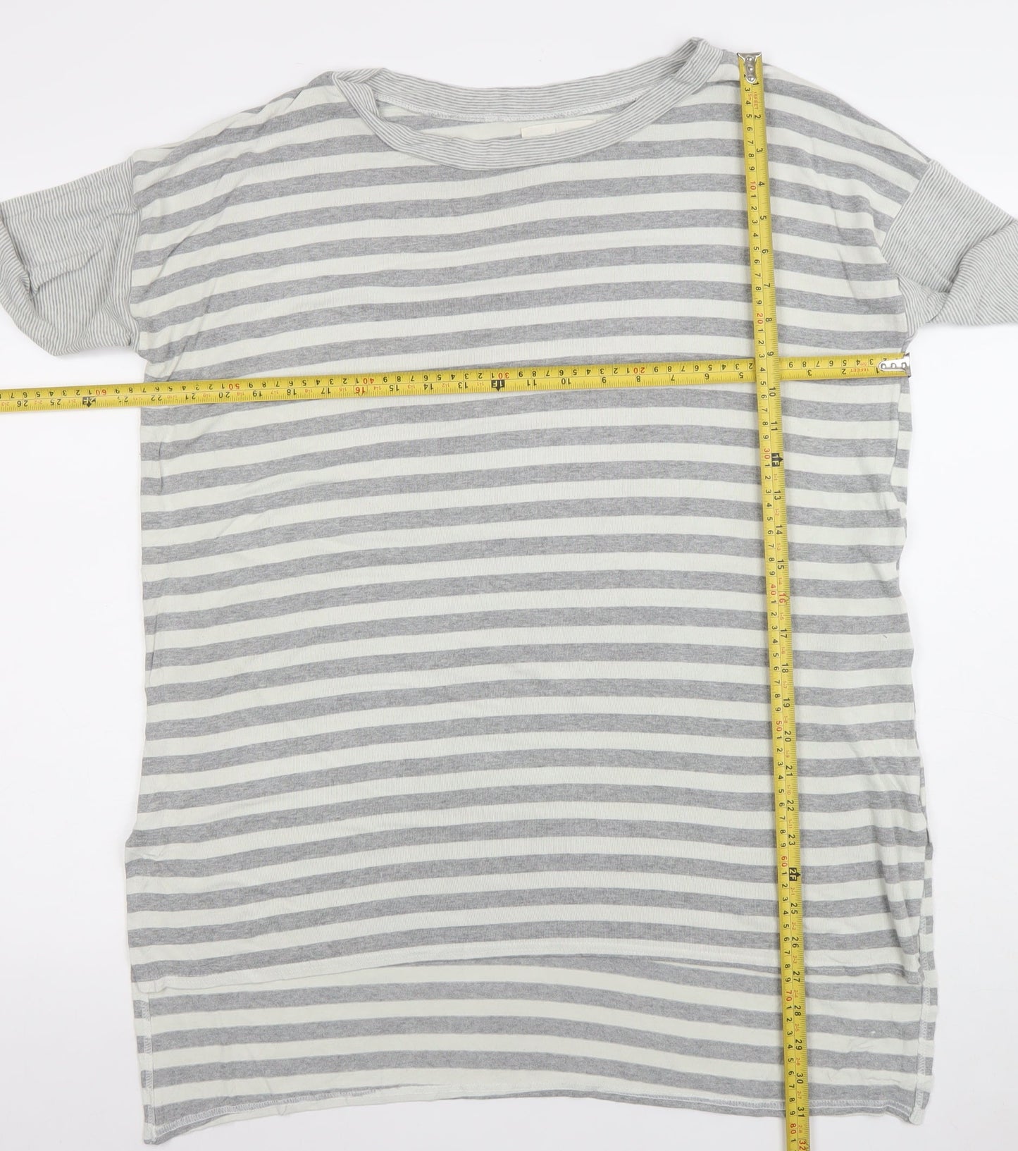 Basic Trip Womens Grey Striped Long Sleeve Jersey T-Shirt Size 2