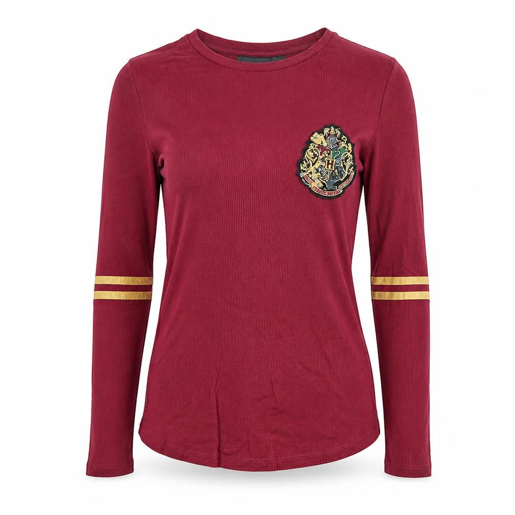 Harry Potter Women's Red Long Sleeve Embroidered Jersey T-Shirt Size 8