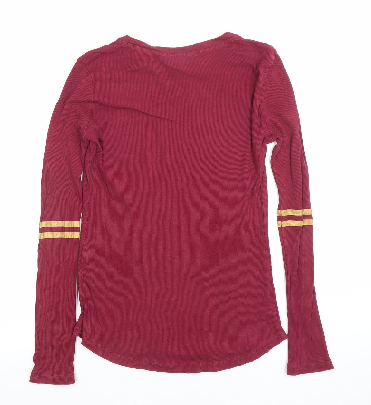 Harry Potter Women's Red Long Sleeve Embroidered Jersey T-Shirt Size 8