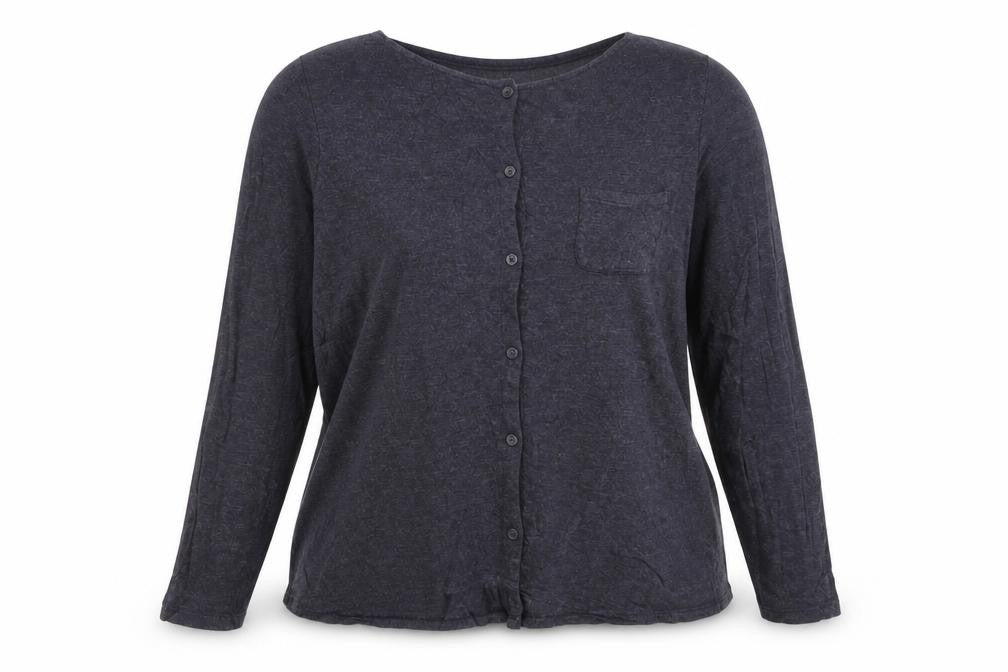FatFace Womens Grey Long Sleeve Button-Up Jersey Top Size 14