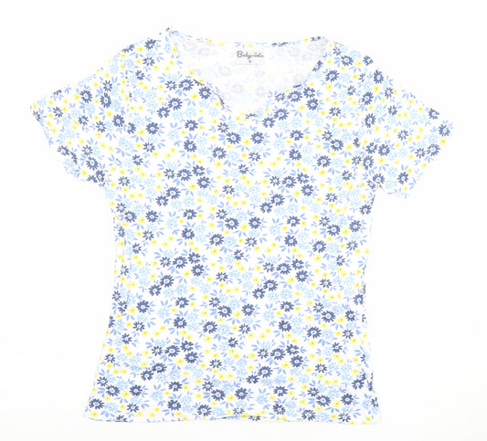 Bodyprints Women's Multicoloured Floral Cotton V-Neck T-Shirt M