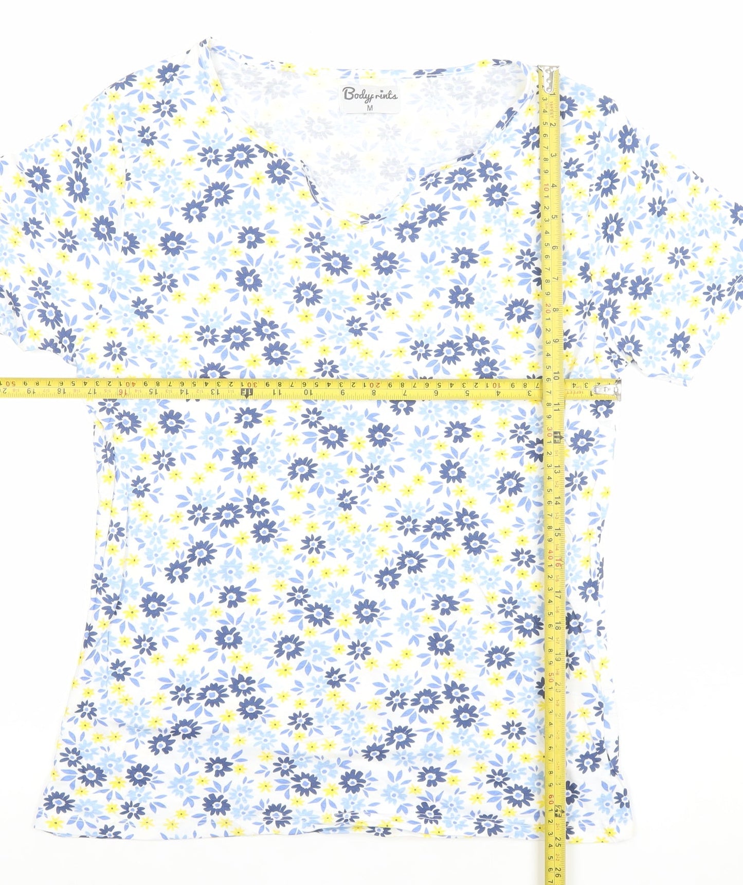 Bodyprints Women's Multicoloured Floral Cotton V-Neck T-Shirt M