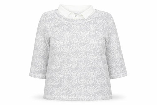 Marks and Spencer Women’s Grey Floral Collared 3/4 Sleeve Blouse Size 18