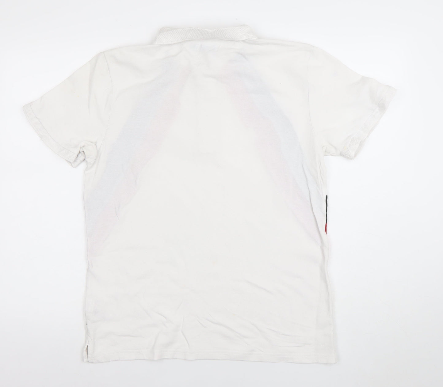Topman Men’s White Retro Colourblock Zip Polo Shirt Size M