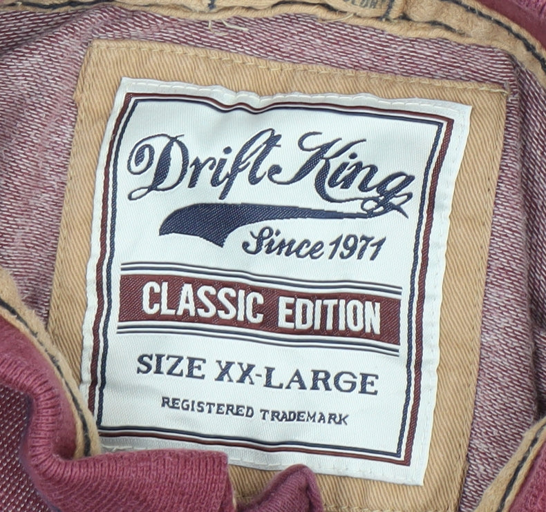 Drift King Men’s Red 2XL Classic Polo Shirt 100% Cotton