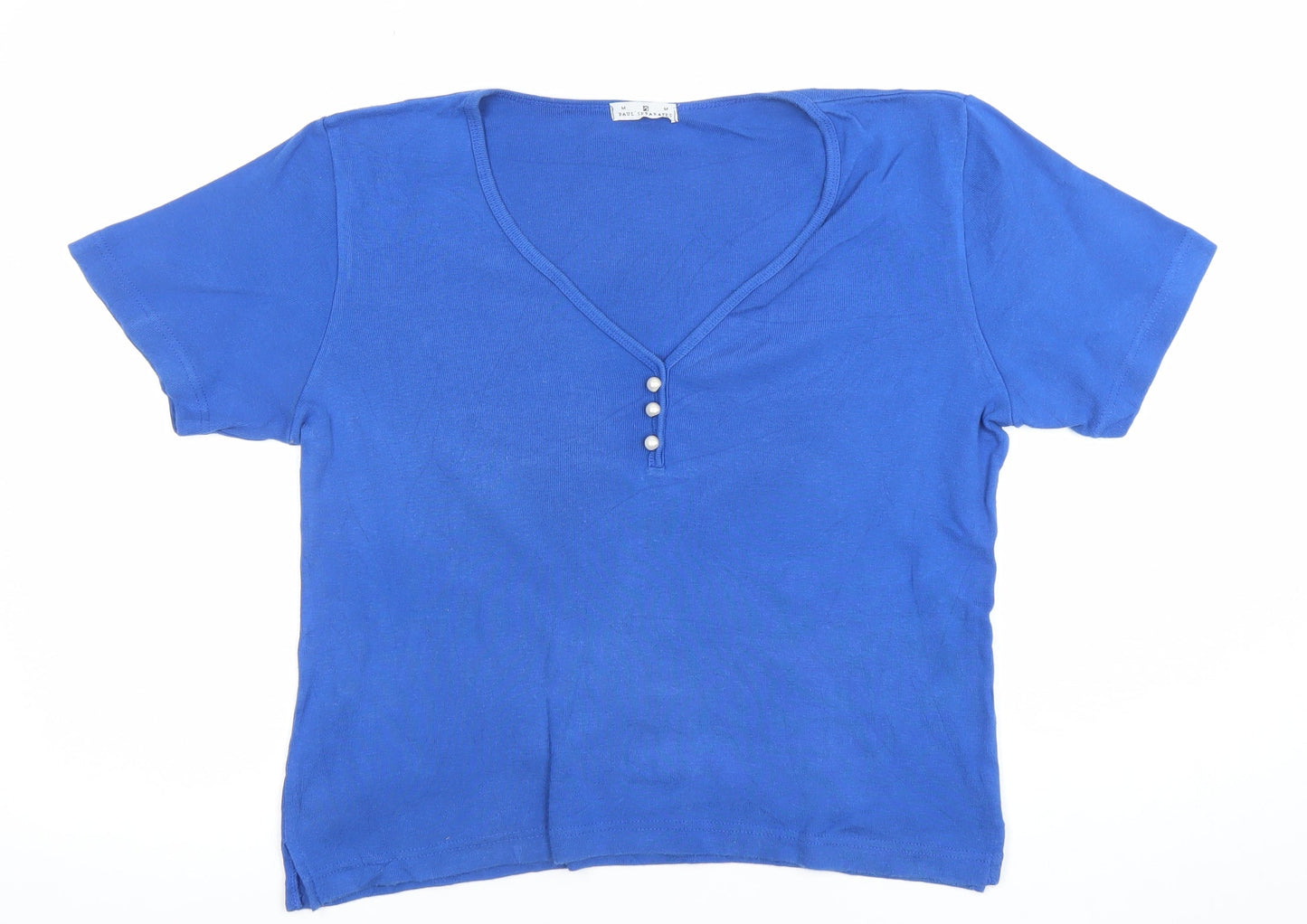 Paul Separates Women Blue V-Neck Short Sleeve Cotton T-Shirt M