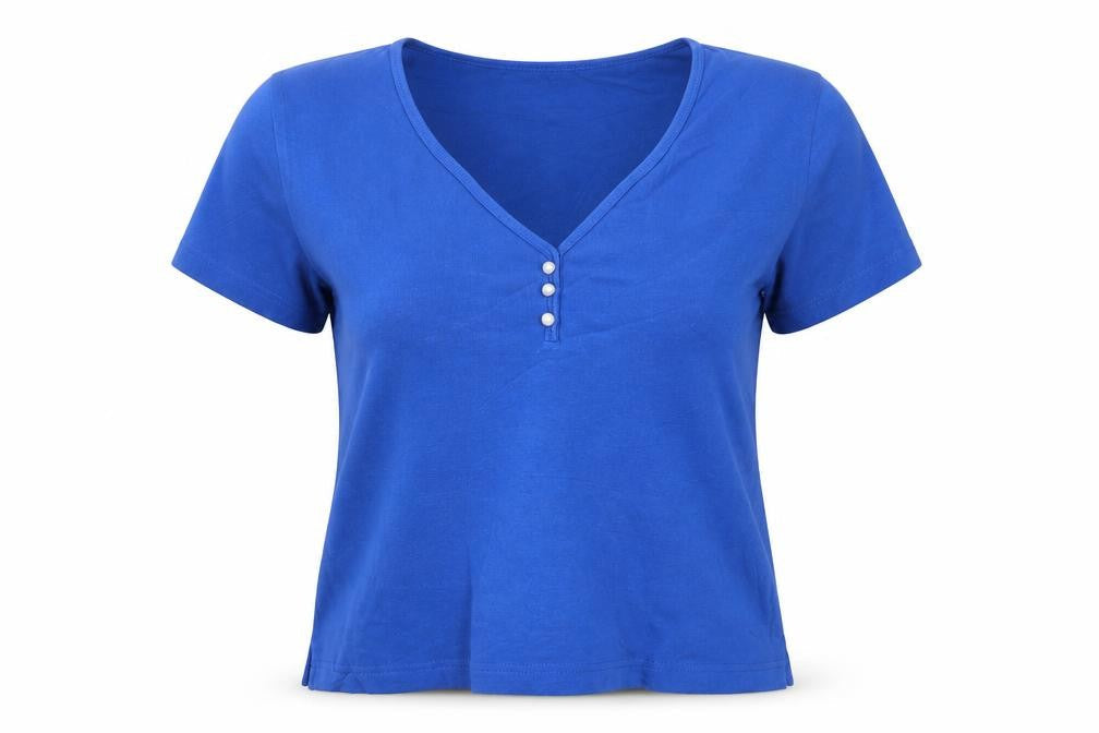 Paul Separates Women Blue V-Neck Short Sleeve Cotton T-Shirt M