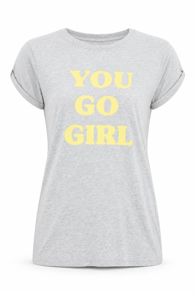 ASOS Women's Grey You Go Girl T-Shirt Size 4 Short Sleeve