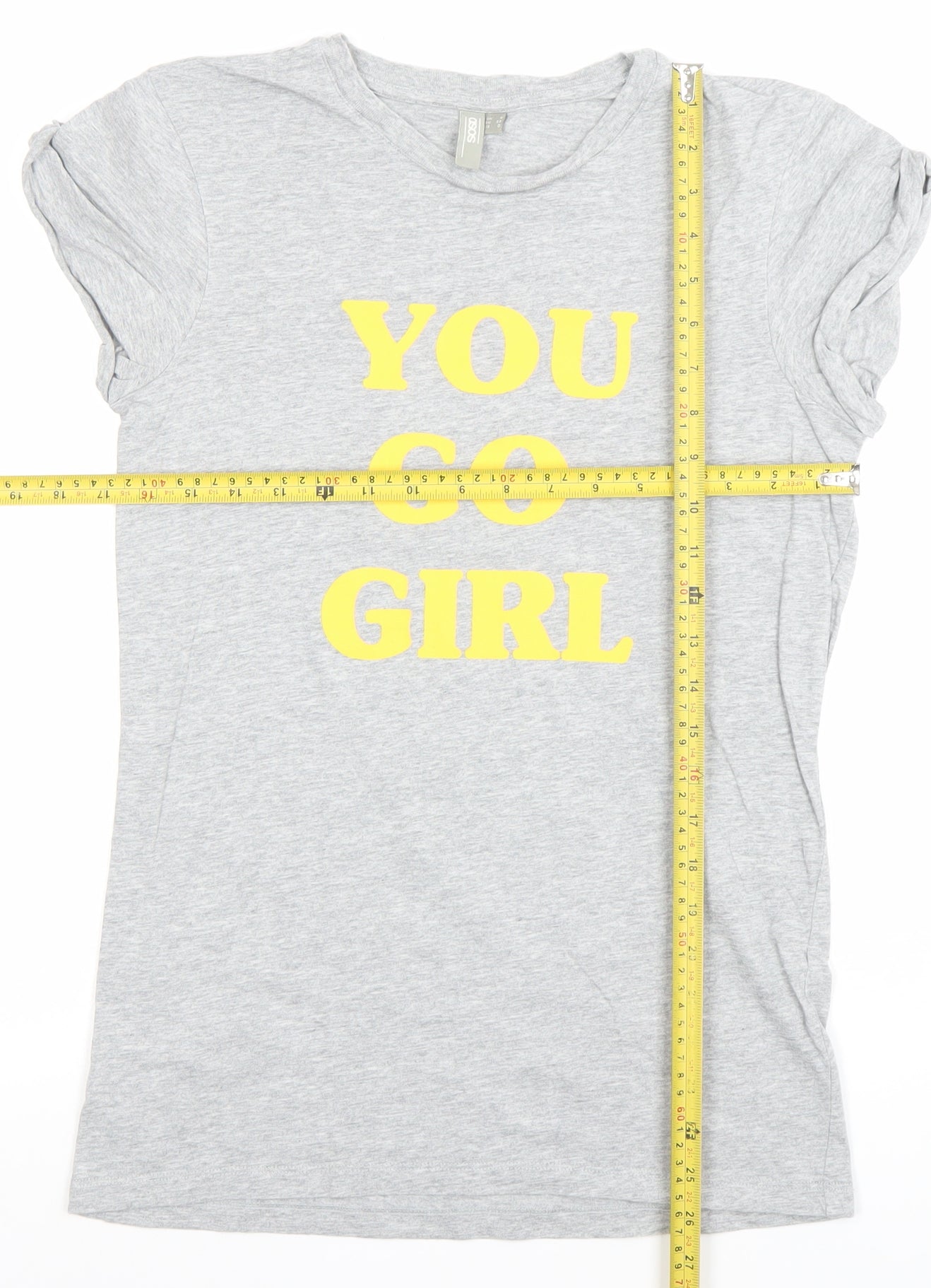 ASOS Women's Grey You Go Girl T-Shirt Size 4 Short Sleeve