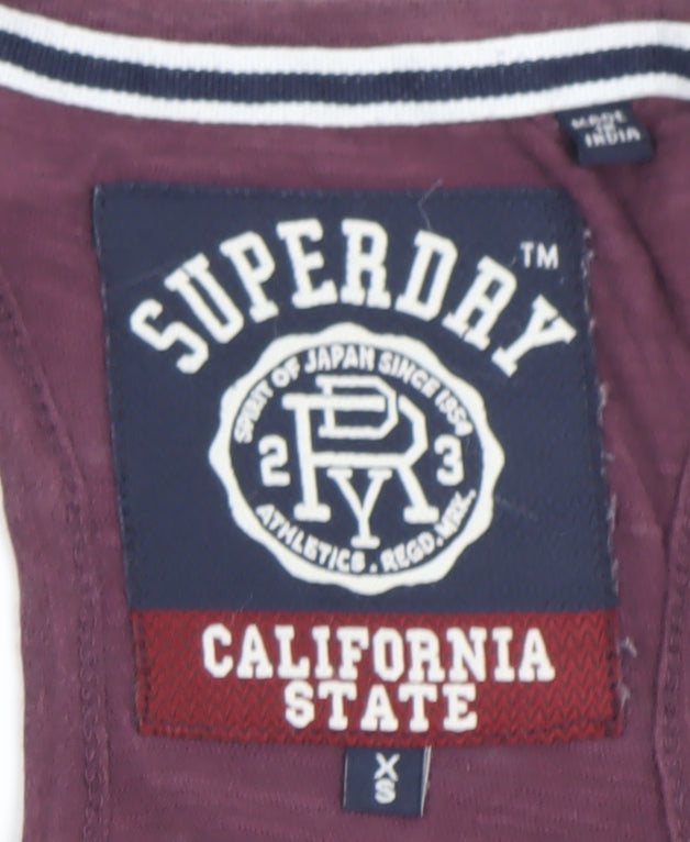 Superdry Men Purple XS Sleeveless Graphic Sports T-Shirt