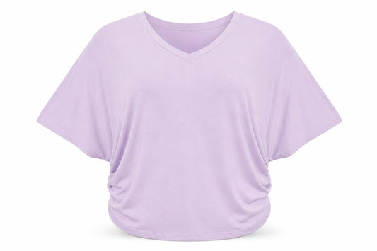 Tamsy Women’s Purple Relaxed Fit V-Neck Dolman Sleeve T-Shirt L