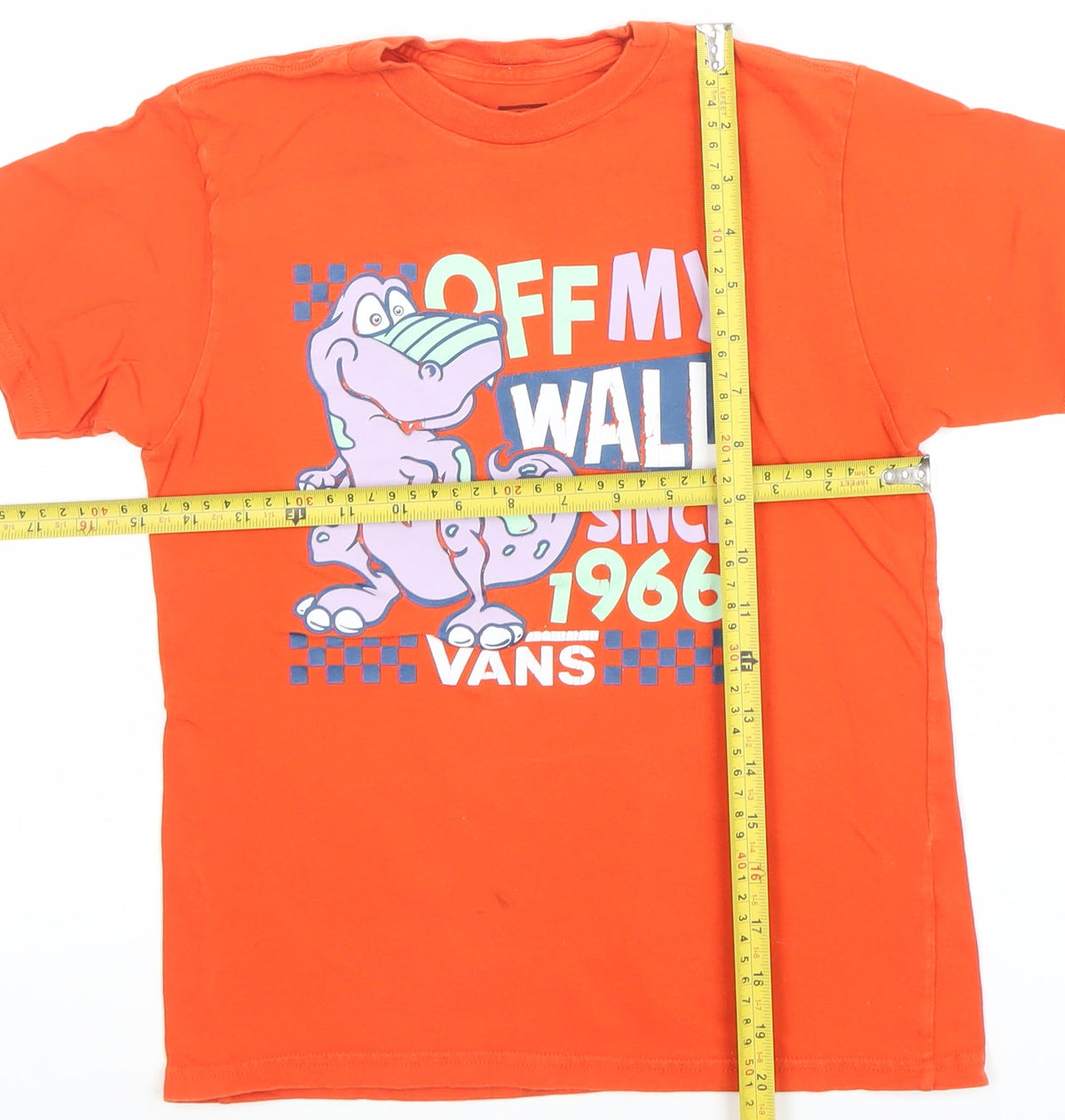 Vans Boys Orange Classic Fit Graphic Print Short Sleeve Cotton T-Shirt Size 7XL