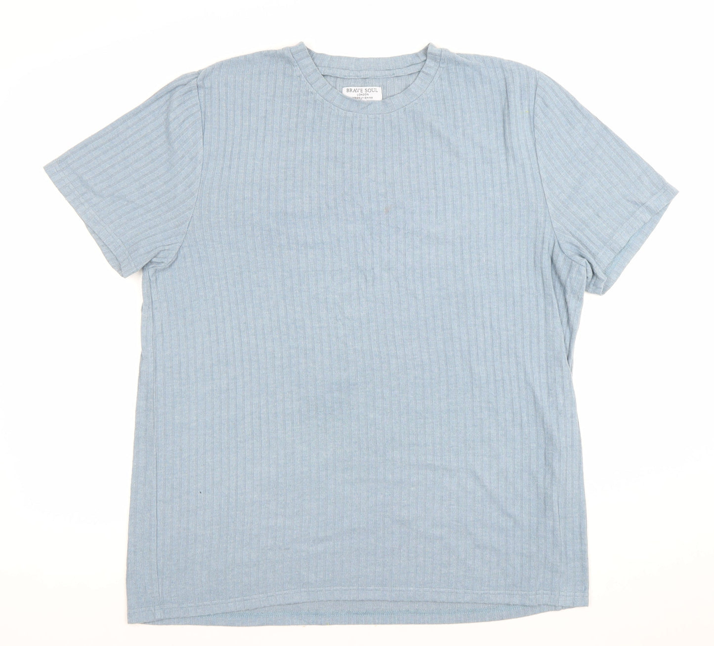 Brave Soul Men's Blue Short Sleeve Crew Neck Cotton T-Shirt Size M