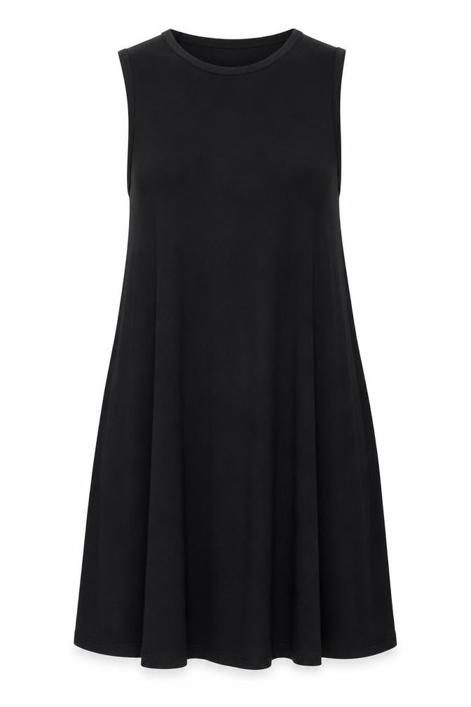 Topshop Women's Black Size 14 Sleeveless A-Line Knee Length Dress