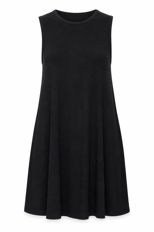 Topshop Women's Black Size 14 Sleeveless A-Line Knee Length Dress