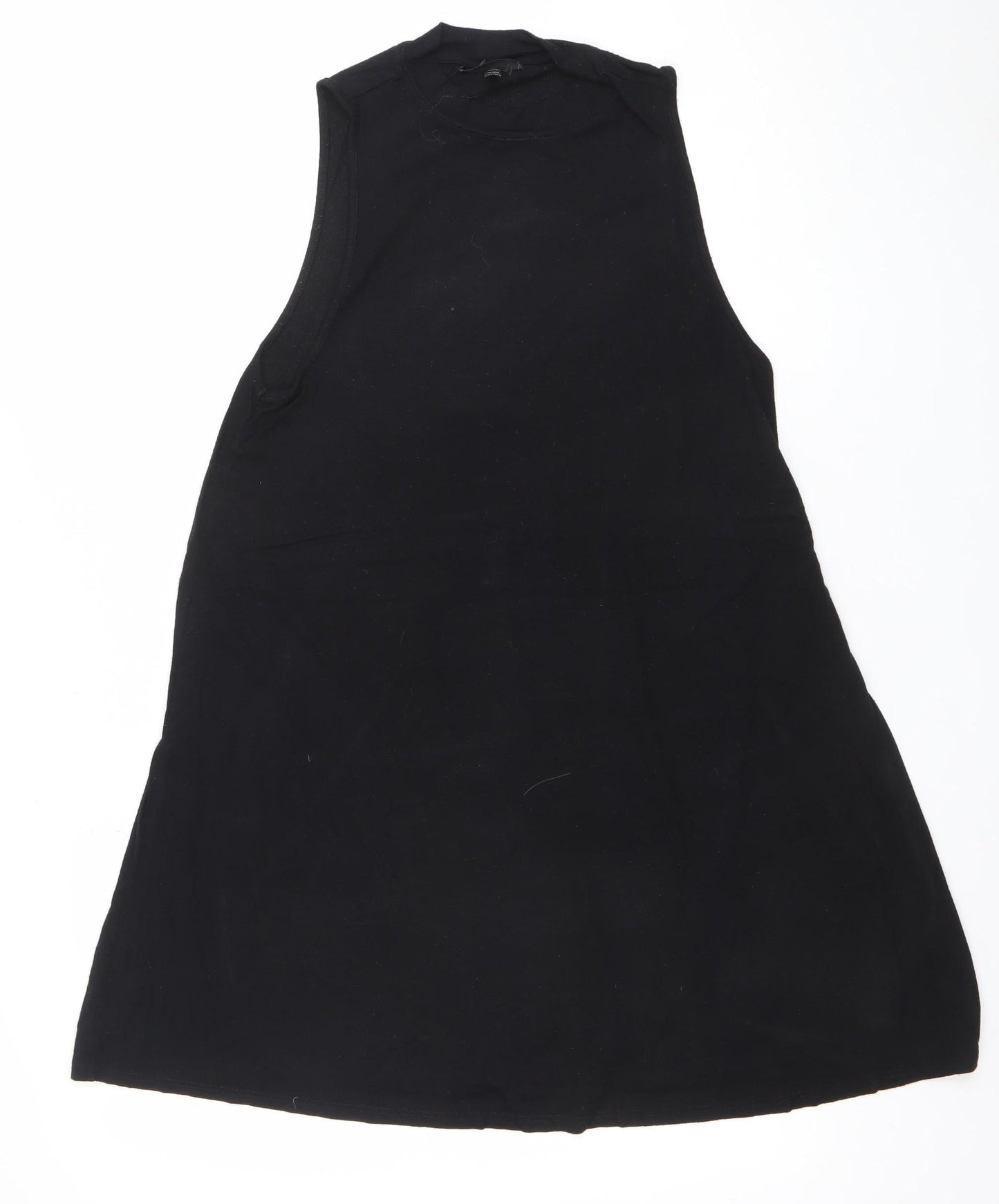 Topshop Women's Black Size 14 Sleeveless A-Line Knee Length Dress