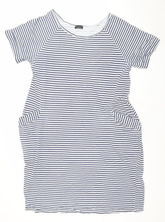 Luca Vanucci Women’s Blue Striped Cotton Shift Dress M