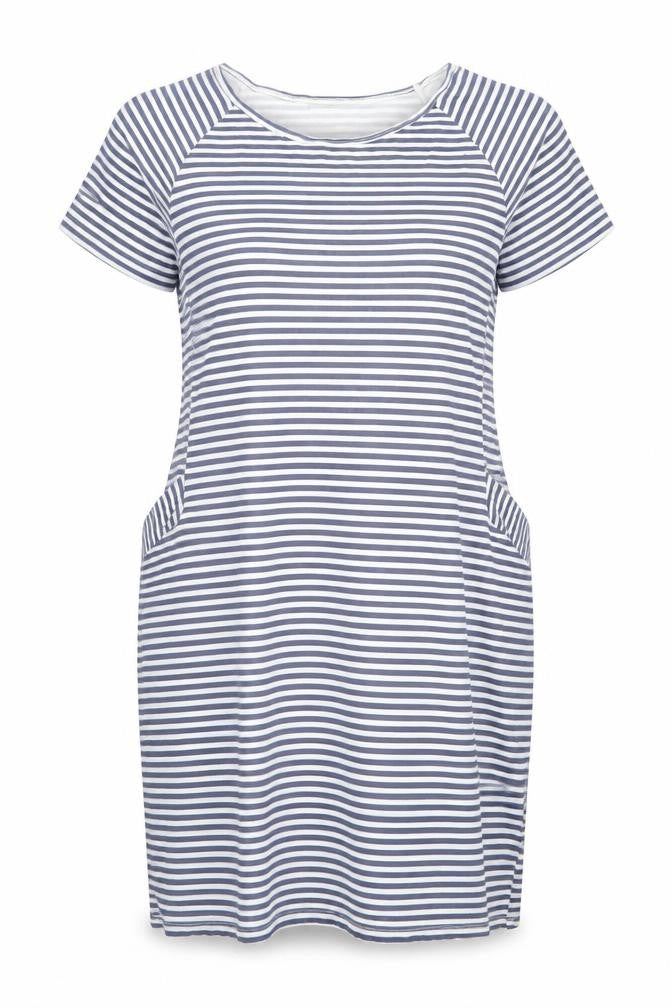 Luca Vanucci Women’s Blue Striped Cotton Shift Dress M