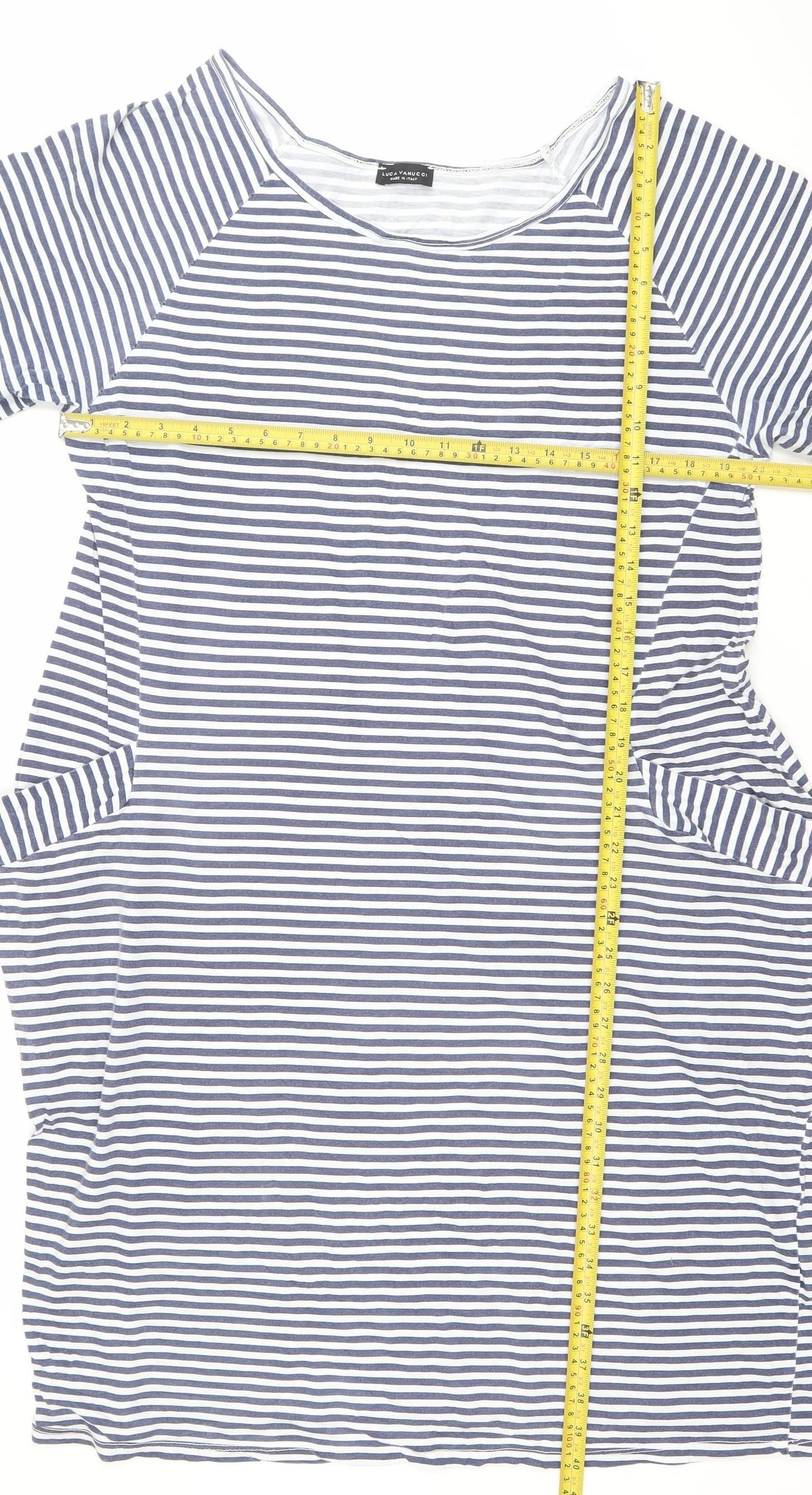 Luca Vanucci Women’s Blue Striped Cotton Shift Dress M