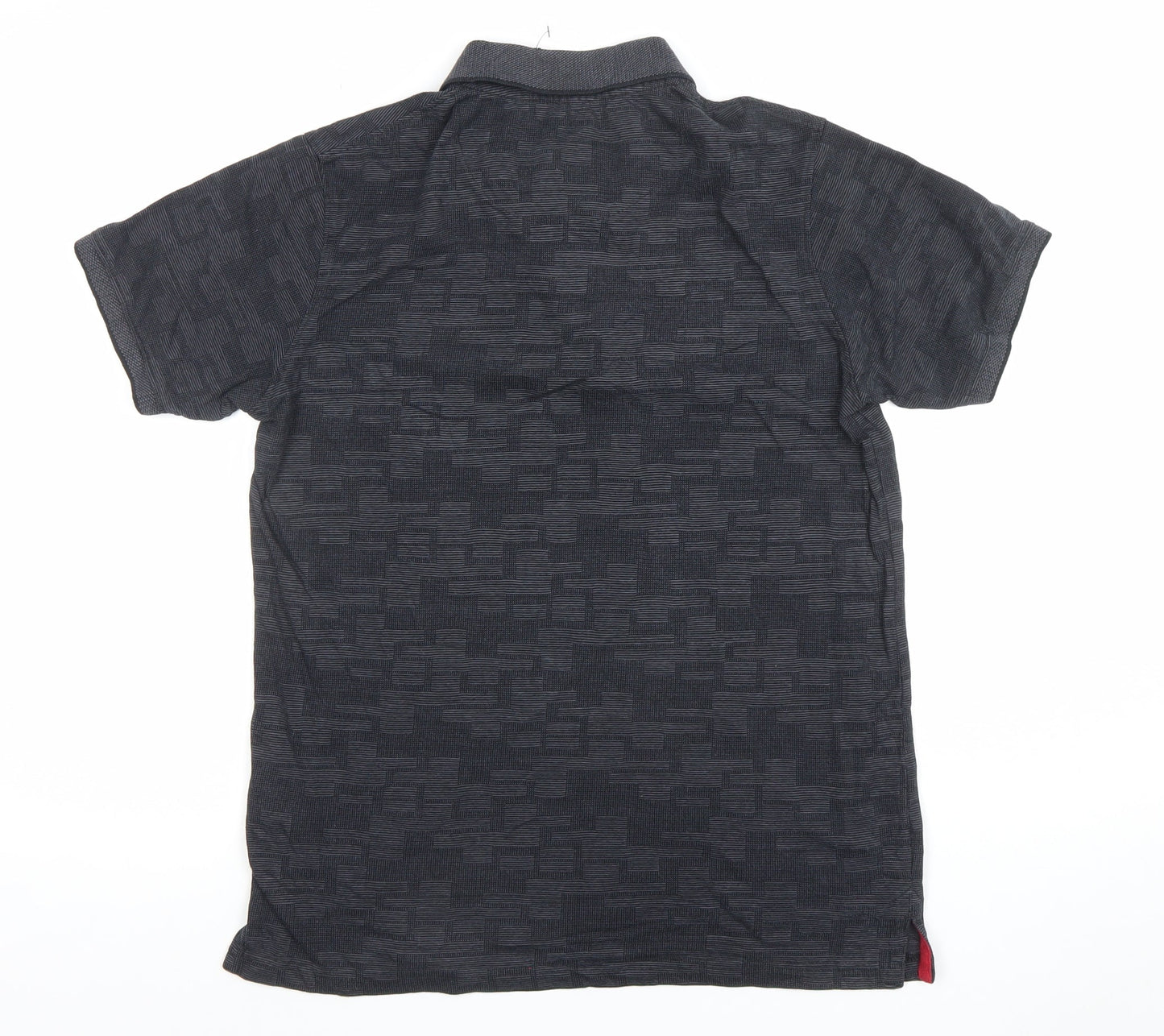 Spunk Men's Black Geometric Cotton Blend Polo Shirt L Athletic Fit