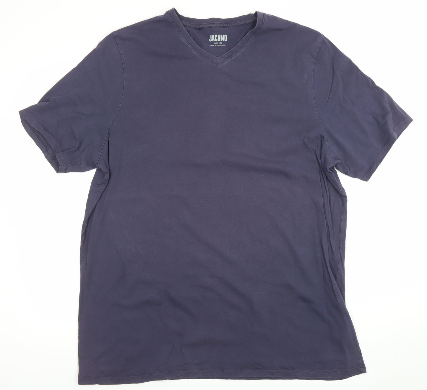 Jacamo Men's Blue 1XL V-Neck Short Sleeve Cotton T-Shirt