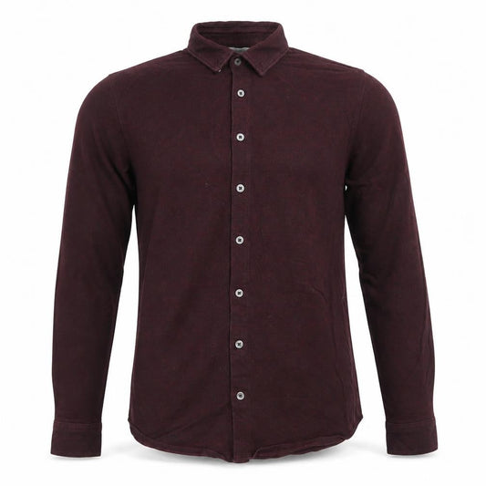 Next Men's Burgundy Long Sleeve Button-Up Shirt Size Small