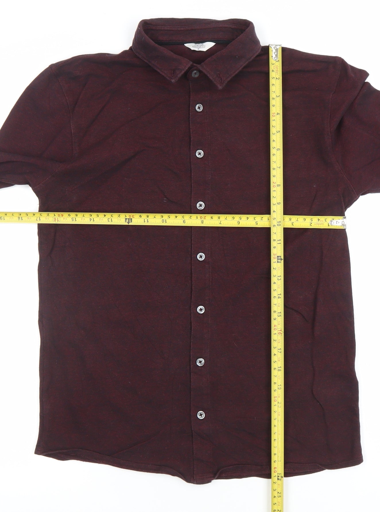 Next Men's Burgundy Long Sleeve Button-Up Shirt Size Small