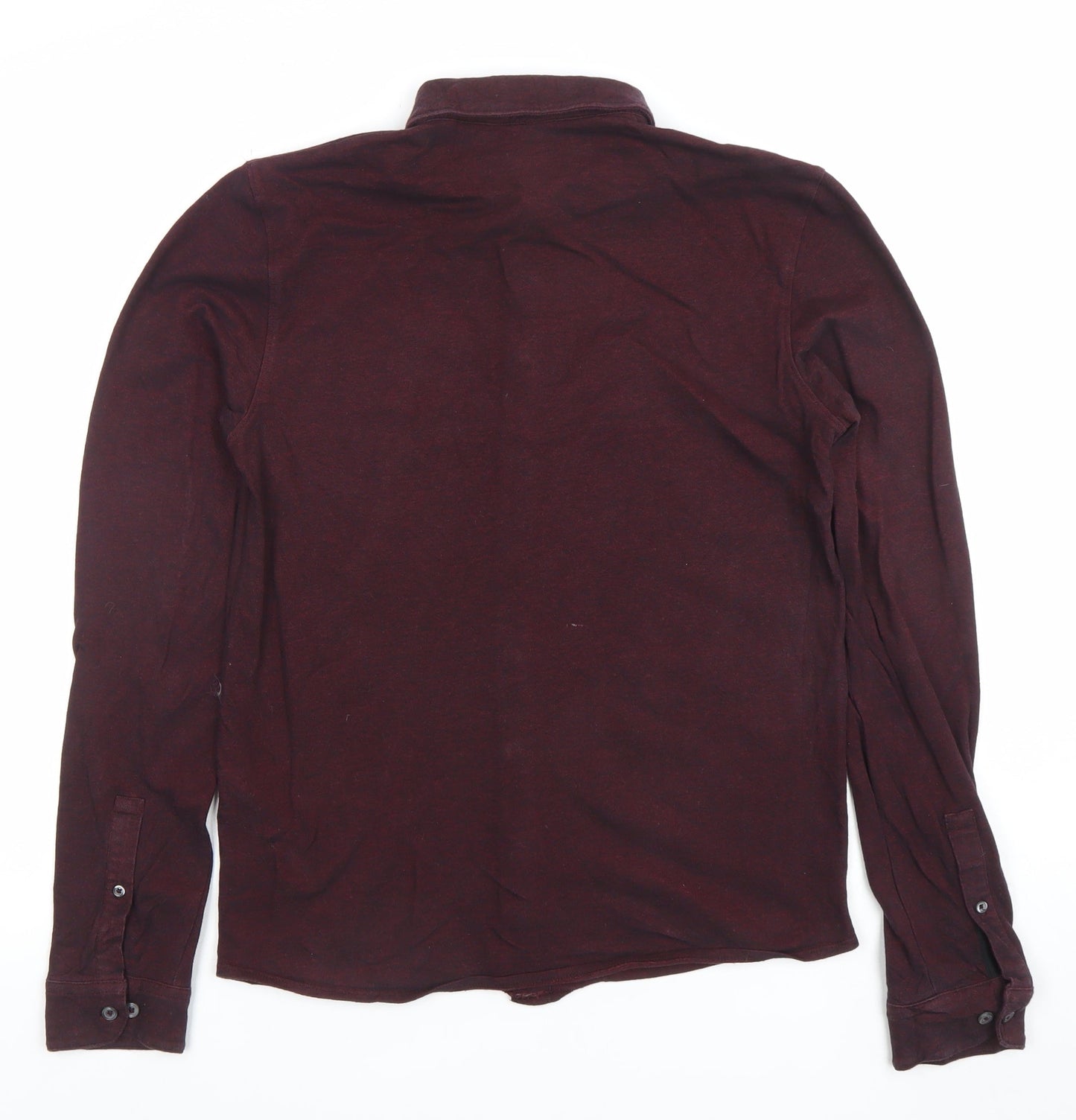 Next Men's Burgundy Long Sleeve Button-Up Shirt Size Small