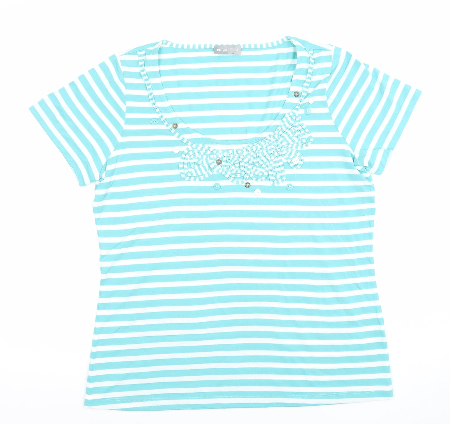 Marks and Spencer Women’s Blue Striped Sequin T-Shirt Size 16
