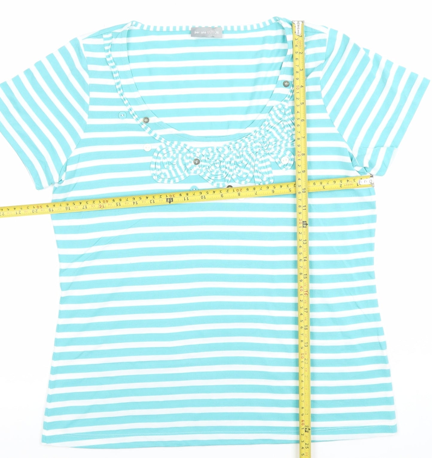 Marks and Spencer Women’s Blue Striped Sequin T-Shirt Size 16