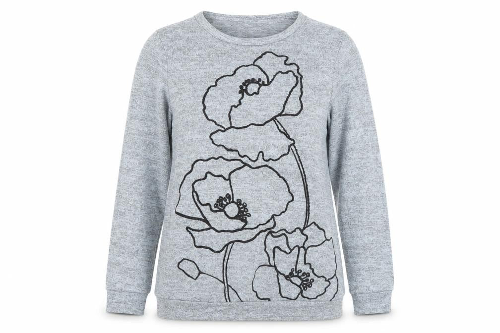 Roman Women Blue Floral Embroidered Pullover Jumper Size 12