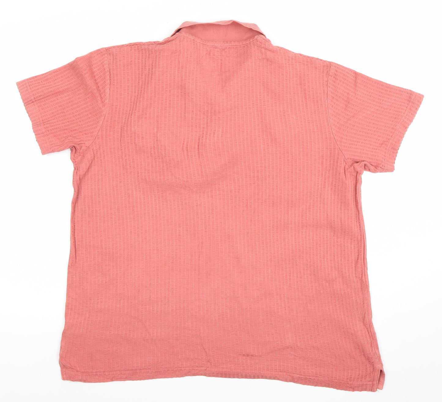 Cotton Traders Men's Pink Cotton Textured Polo Shirt Size L