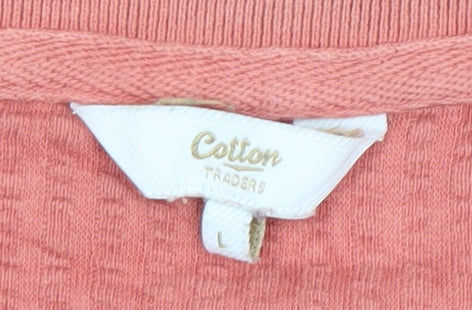 Cotton Traders Men's Pink Cotton Textured Polo Shirt Size L
