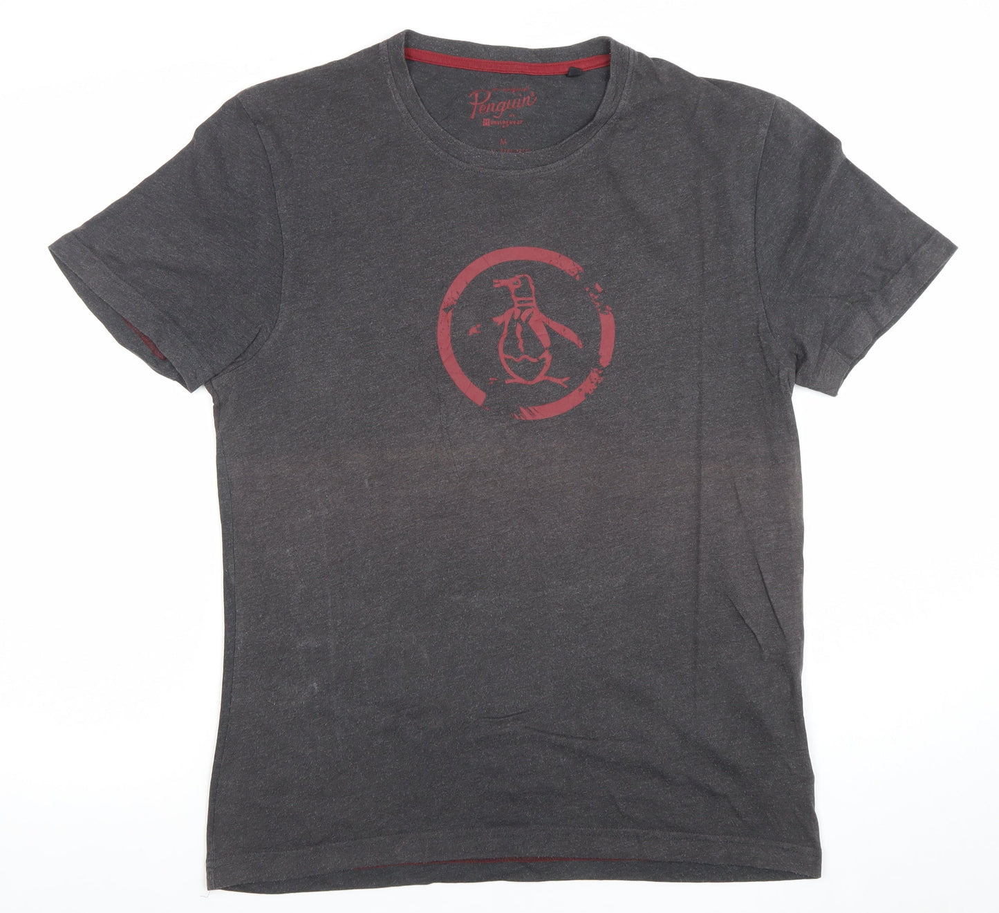 Penguin Men’s Grey Short Sleeve Graphic Logo T-Shirt M Regular Fit