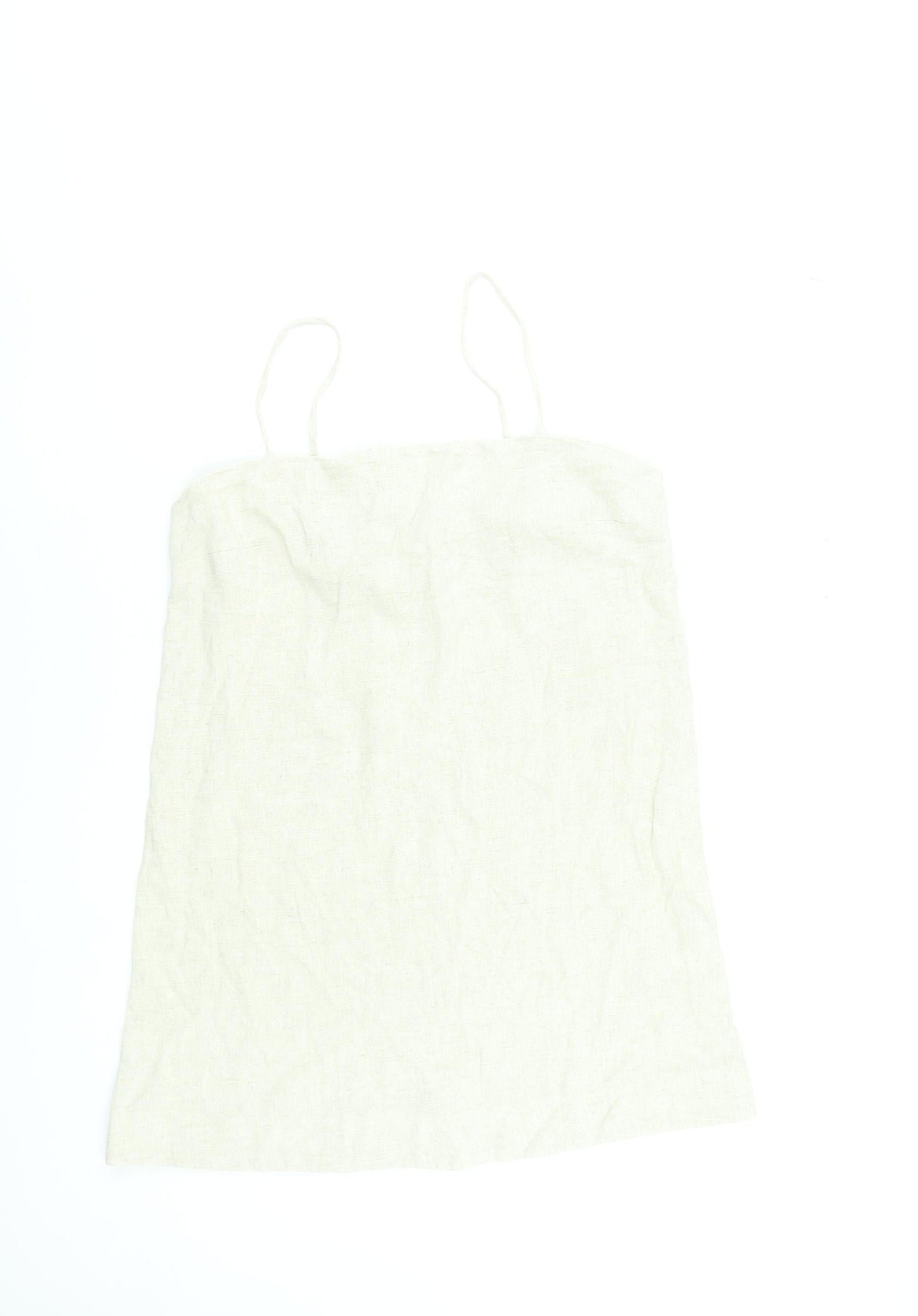 New Look Women Beige Size 14 Slip Dress Linen Blend Summer Lightweight
