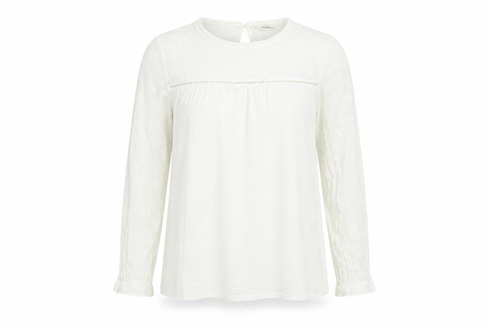 FatFace Women's Ivory Long Sleeve Cotton Modal Tunic Blouse UK 10