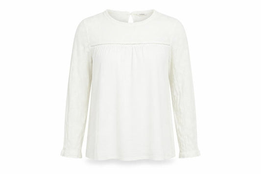 FatFace Women's Ivory Long Sleeve Cotton Modal Tunic Blouse UK 10