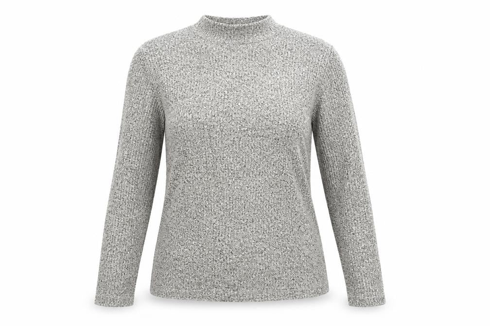 River Island Women’s Grey Knit Mock Neck Long Sleeve Top Size 14