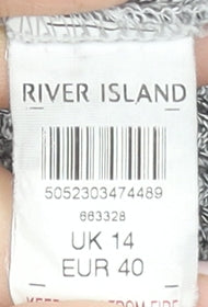 River Island Women’s Grey Knit Mock Neck Long Sleeve Top Size 14