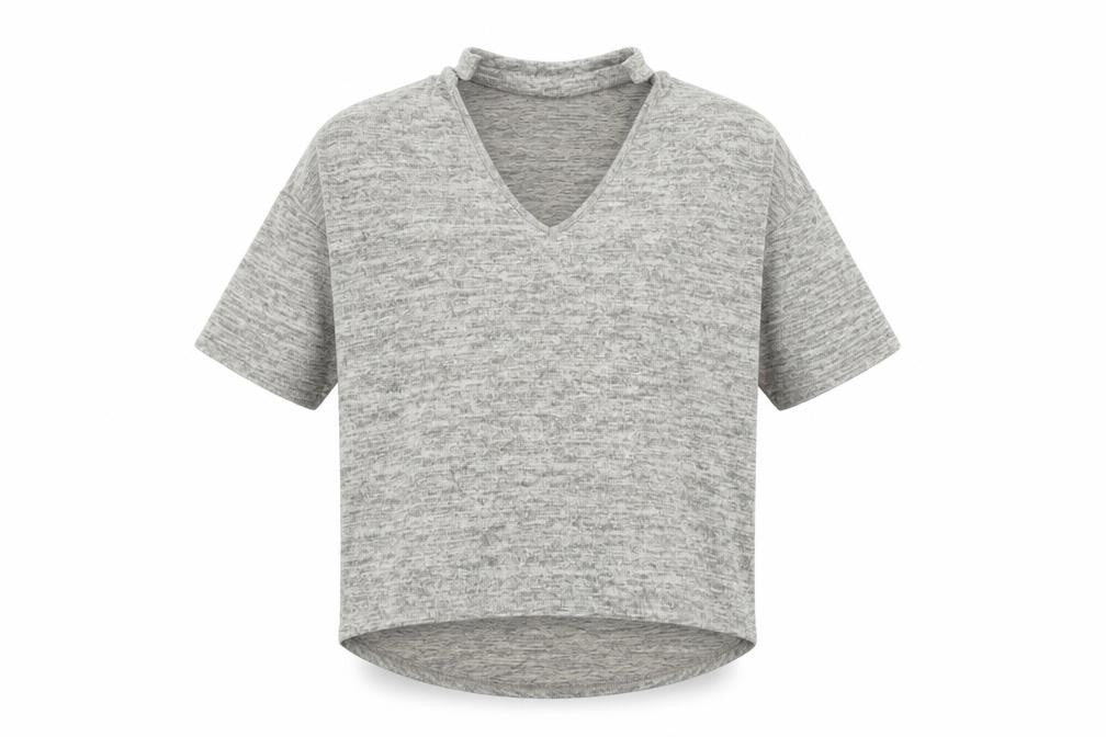 New Look Women's Grey V-Neck Short Sleeve Basic Jersey T-Shirt Size S