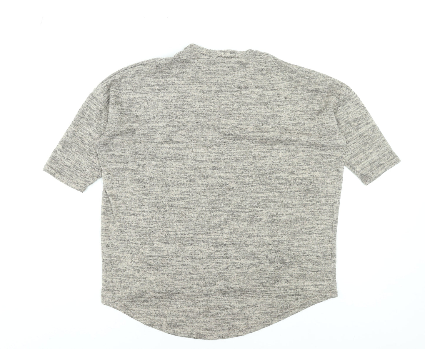 New Look Women's Grey V-Neck Short Sleeve Basic Jersey T-Shirt Size S