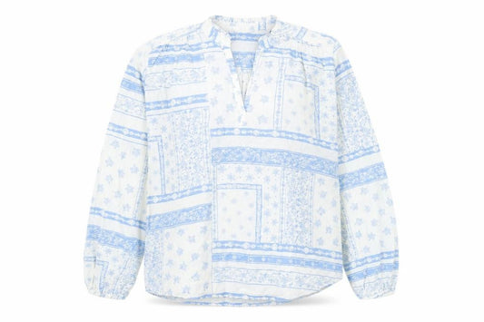 Marks and Spencer Women’s White Blue Viscose Long Sleeve Tunic Blouse Size 10