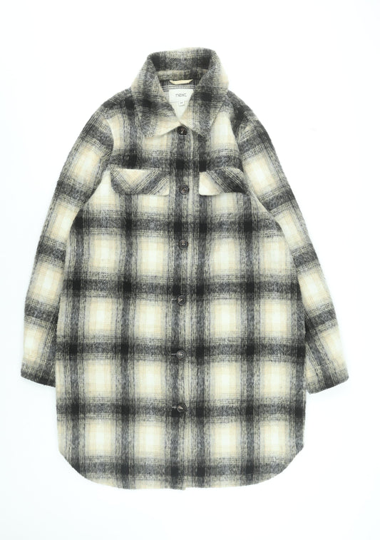 Next Men’s Beige Check Mid-Length Overcoat Wool Blend M