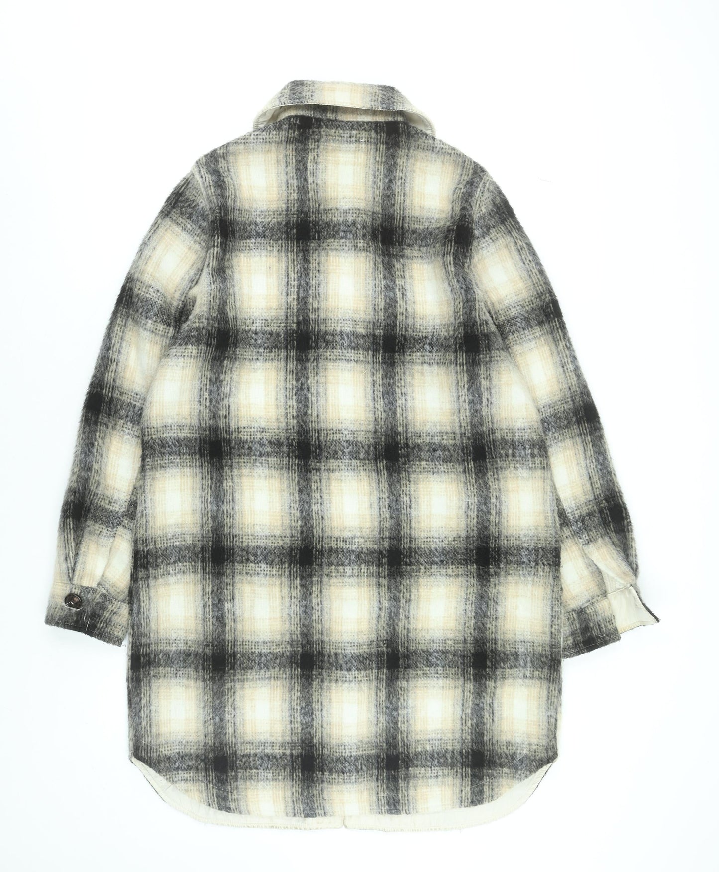 Next Men’s Beige Check Mid-Length Overcoat Wool Blend M