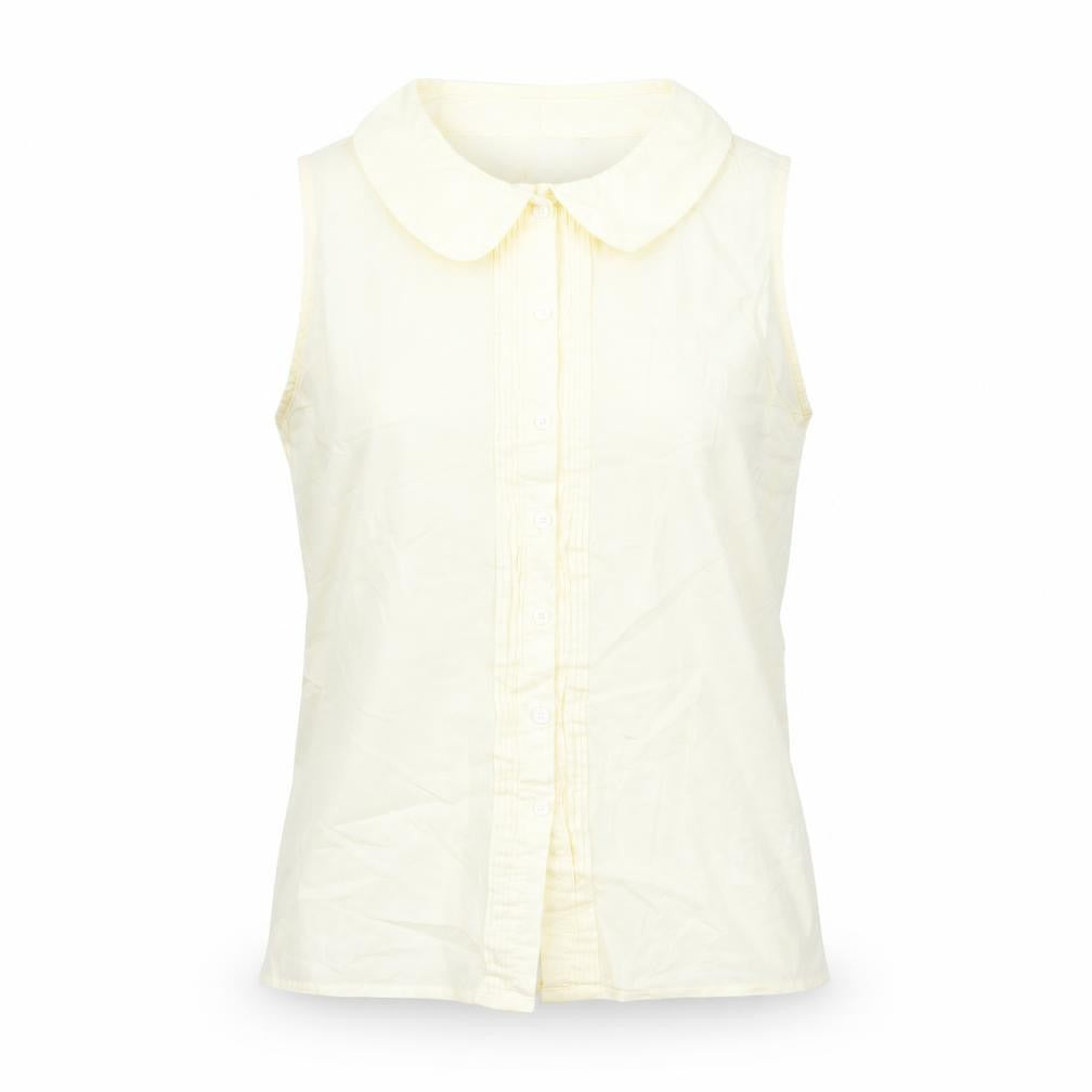 Tommy Hilfiger Women's Beige Sleeveless Button-Up Cotton Shirt XS