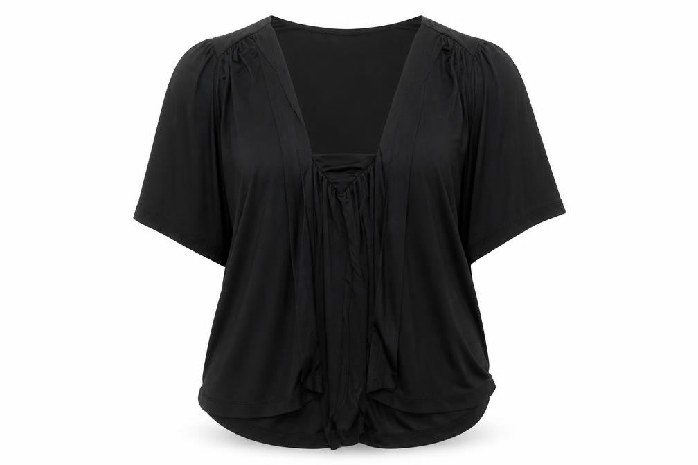 DNY Women’s Black V-Neck Tunic Blouse M Polyester Elastane