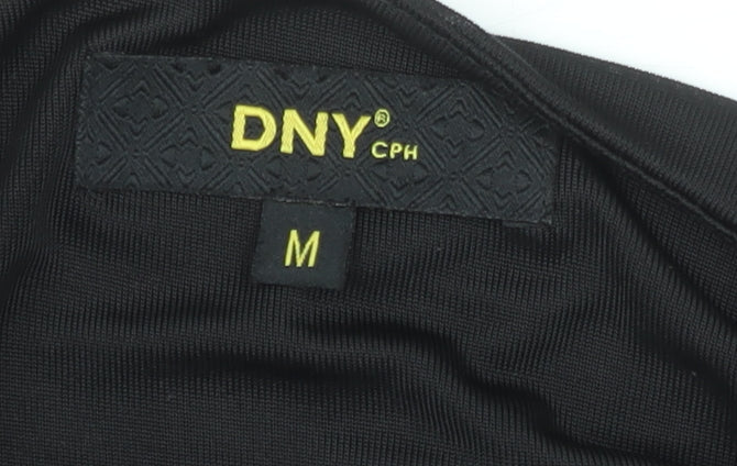DNY Women’s Black V-Neck Tunic Blouse M Polyester Elastane